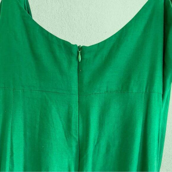 Zara linen blend ruched midi dress Kelly green - Picture 6 of 13